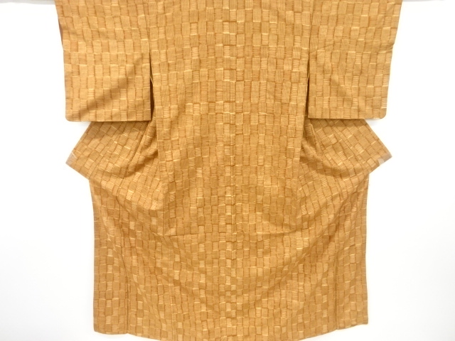 JAPANESE KIMONO / ANTIQUE KIMONO / SILK / TSUMUGI / WOVEN CHECKERED